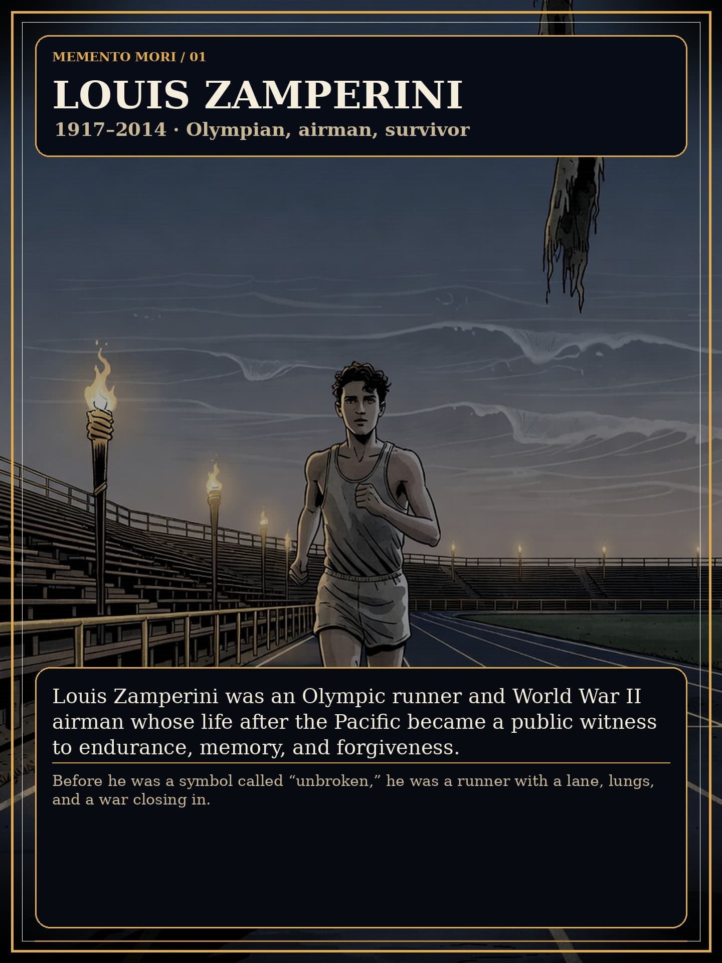 Louis Zamperini obituary comic cover