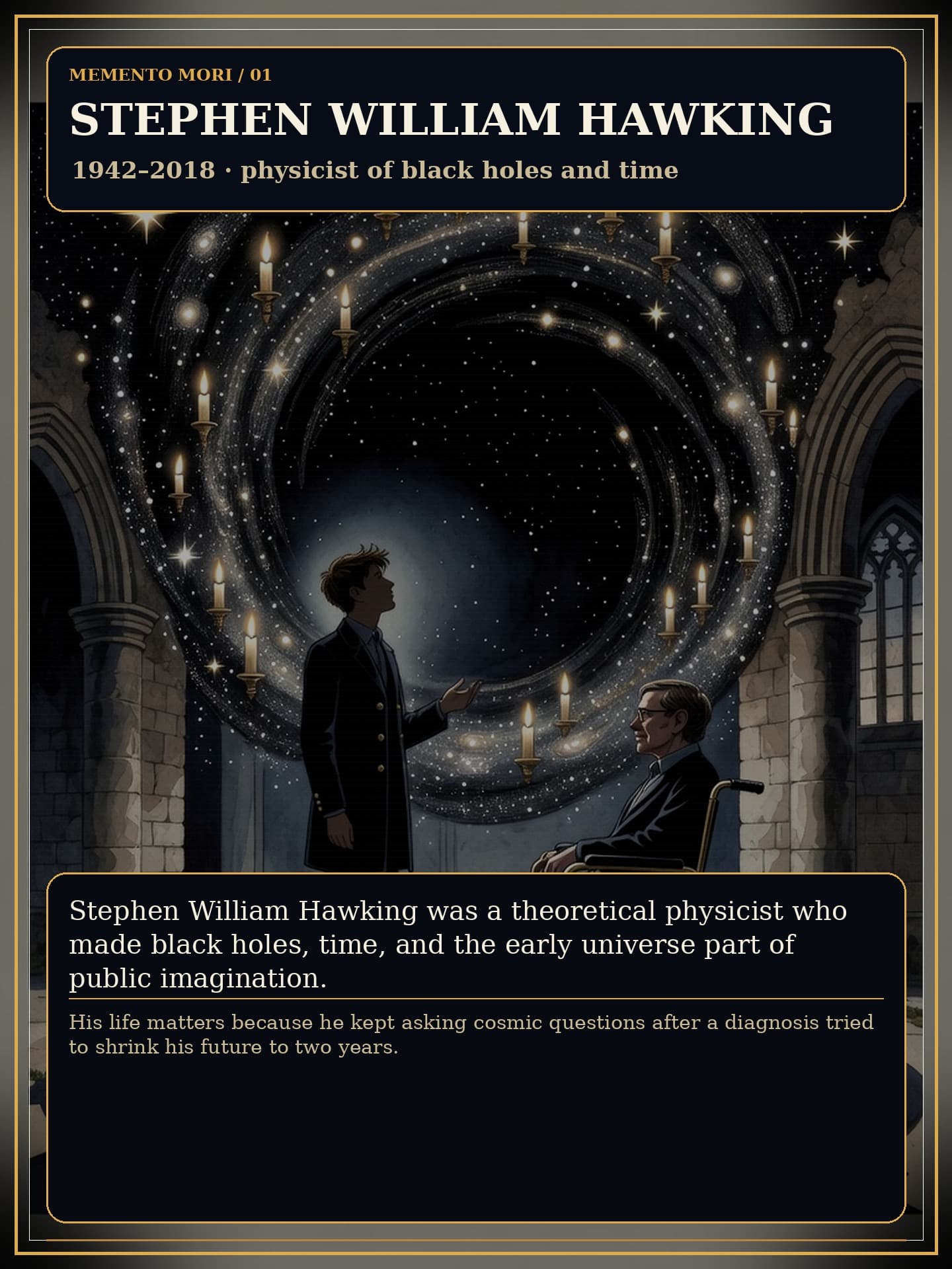Stephen William Hawking obituary comic cover