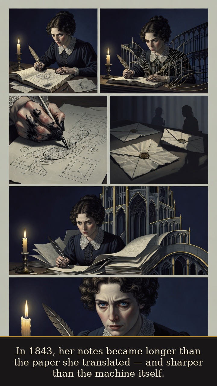 Page 4 of Ada Lovelace: Ada Lovelace: Notes Before Night - Her 1843 notes overtake the translated paper and become the real work.