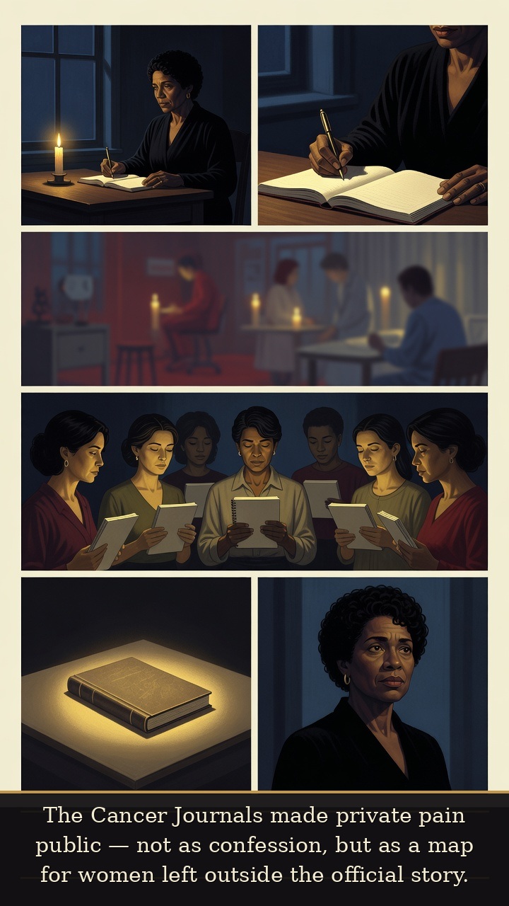 Page 5 of Audre Lorde: Audre Lorde: Cancer Journals - The Cancer Journals transforms private treatment and pain into a public resource for women excluded from conventional illness narratives.