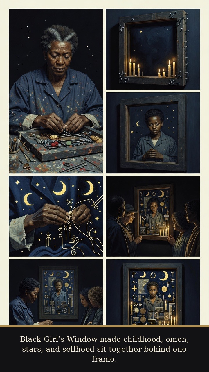 Page 3 of Betye Saar: Betye Saar: Liberation Box - Black Girl’s Window gathers childhood, omen, stars, and selfhood into one charged frame.