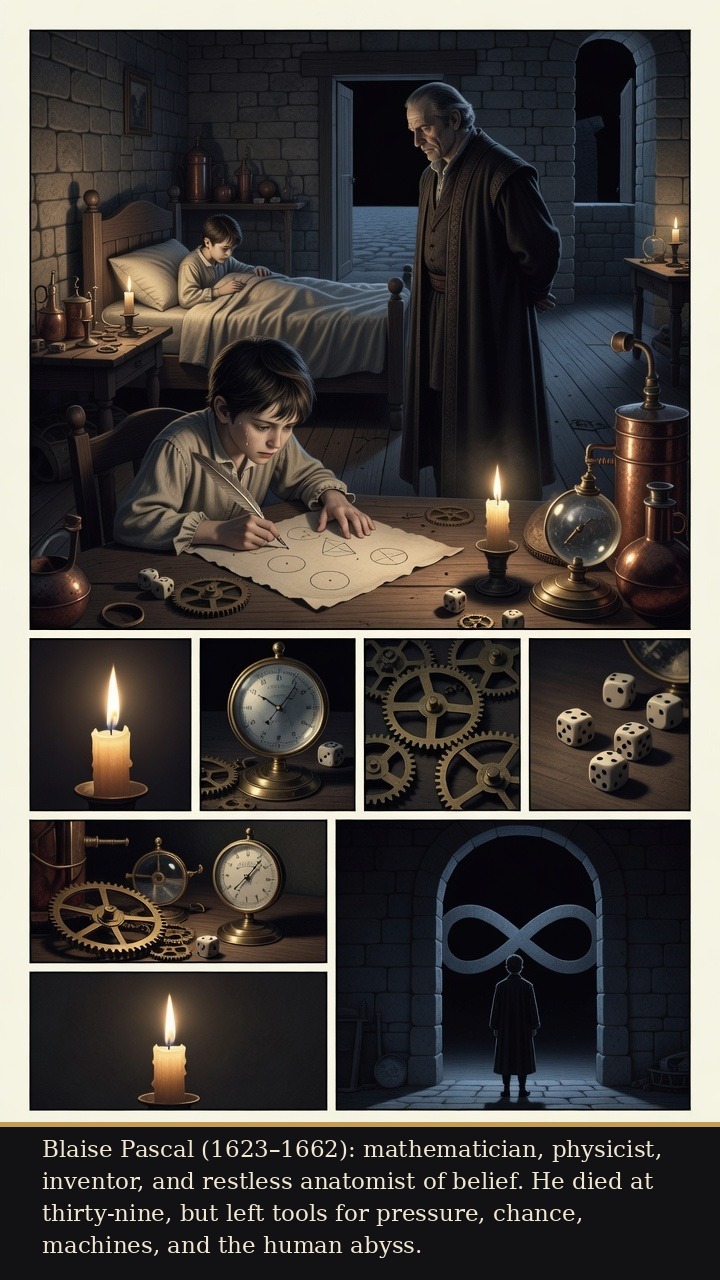 Page 1 of Blaise Pascal: Blaise Pascal: Night of Fire - Pascal is introduced as a short-lived maker of tools for pressure, chance, machines, and belief.