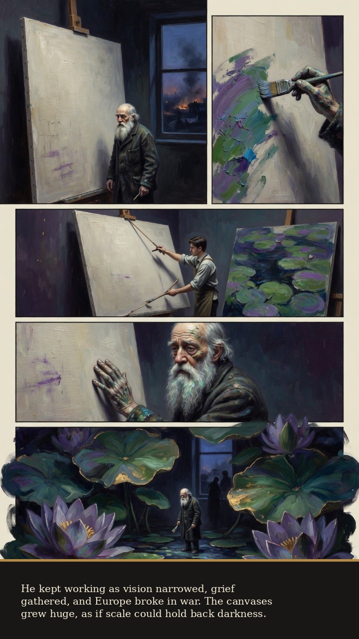 Page 5 of Claude Monet: Claude Monet: Water Lilies After the Fog - He works on vast Water Lilies through narrowing vision, grief, and war.