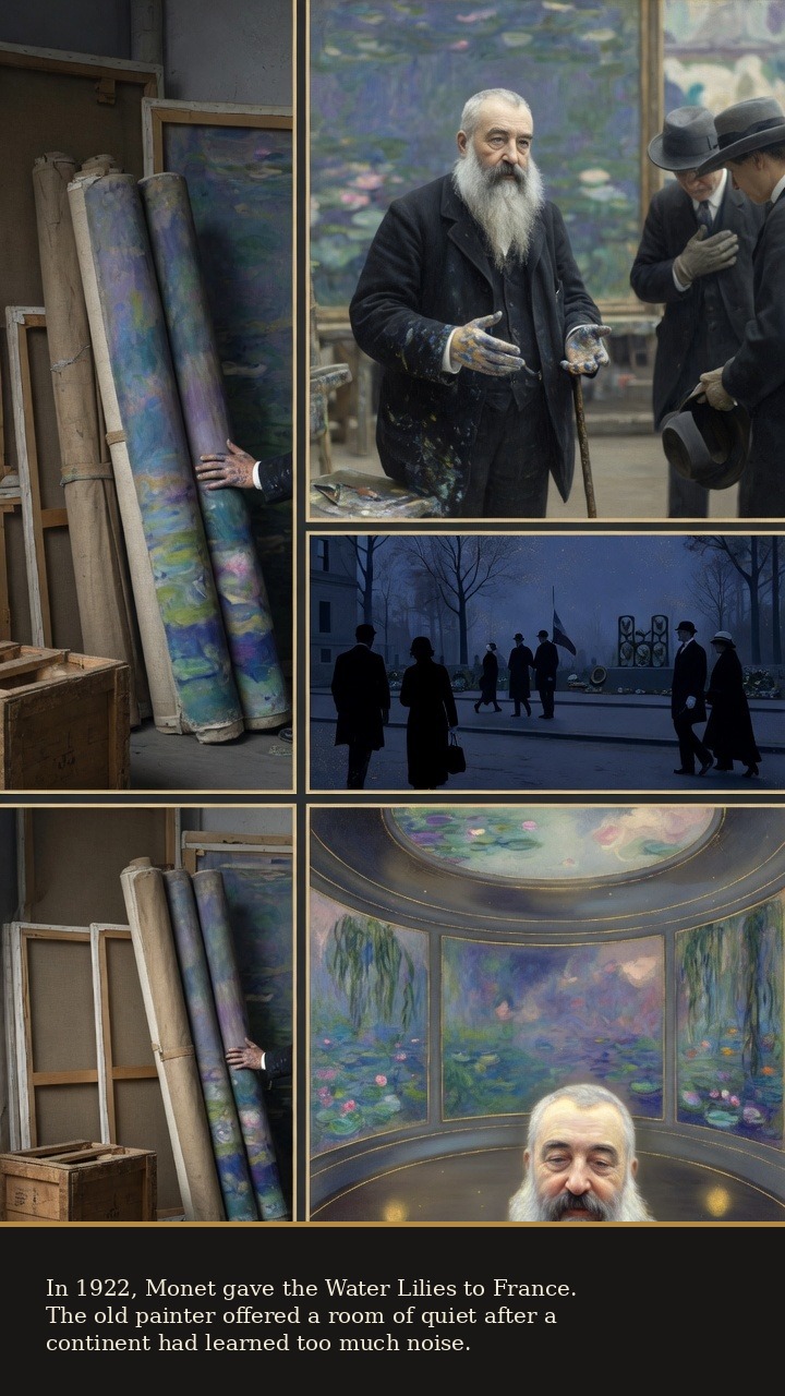 Page 6 of Claude Monet: Claude Monet: Water Lilies After the Fog - The Water Lilies are offered to France as a quiet public refuge after war.