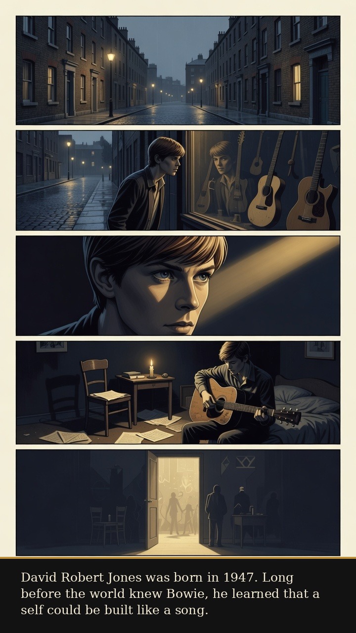 Page 1 of David Bowie: David Bowie: Blackstar Farewell - David Robert Jones begins as a young musician learning that identity can be constructed.