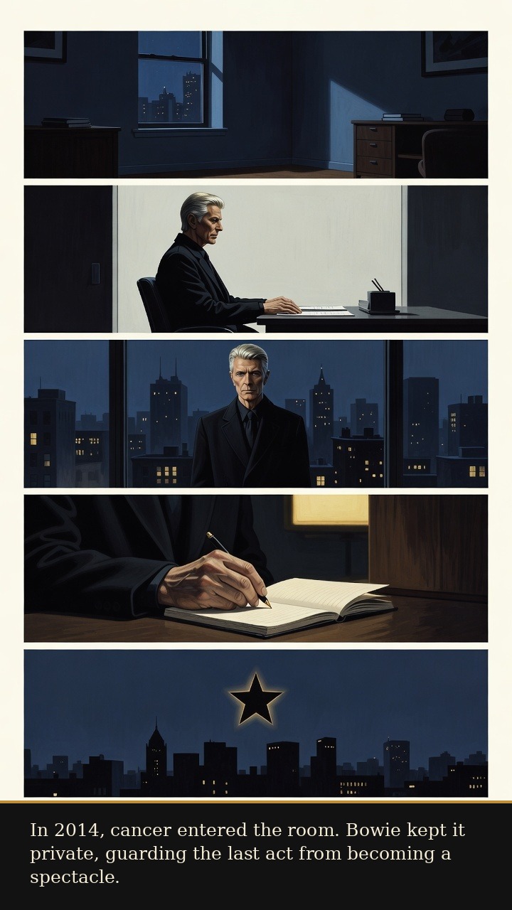 Page 3 of David Bowie: David Bowie: Blackstar Farewell - Cancer enters privately in 2014, but he refuses to make the illness the public story.