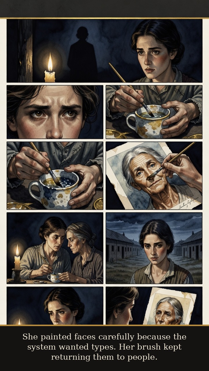 Page 4 of Dina Gottliebová Babbitt: Dina Babbitt: Painted Out of Hell - Dina paints the sitters as people, not racial specimens, preserving faces against the camp’s categories.