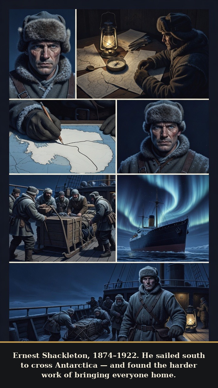 Ernest Shackleton obituary comic cover