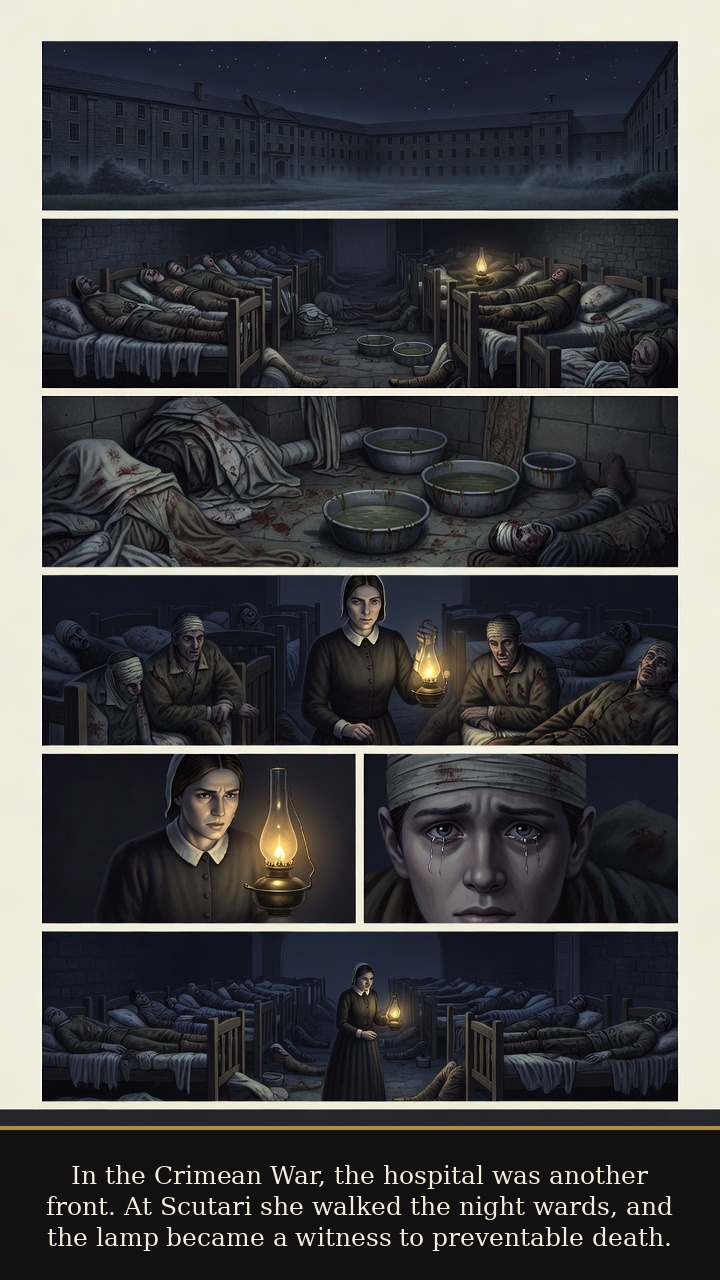 Page 2 of Florence Nightingale: Florence Nightingale: Lamp and Ledger - In the Crimean War, the hospital was another front. At Scutari she walked the night wards, and the lamp became a witness to preventable death.