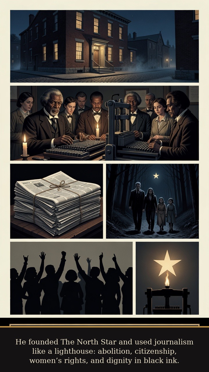 Page 5 of Frederick Douglass: Frederick Douglass: Stolen Thunder - Through The North Star, Douglass used journalism as a lighthouse for abolition, citizenship, women’s rights, and dignity.