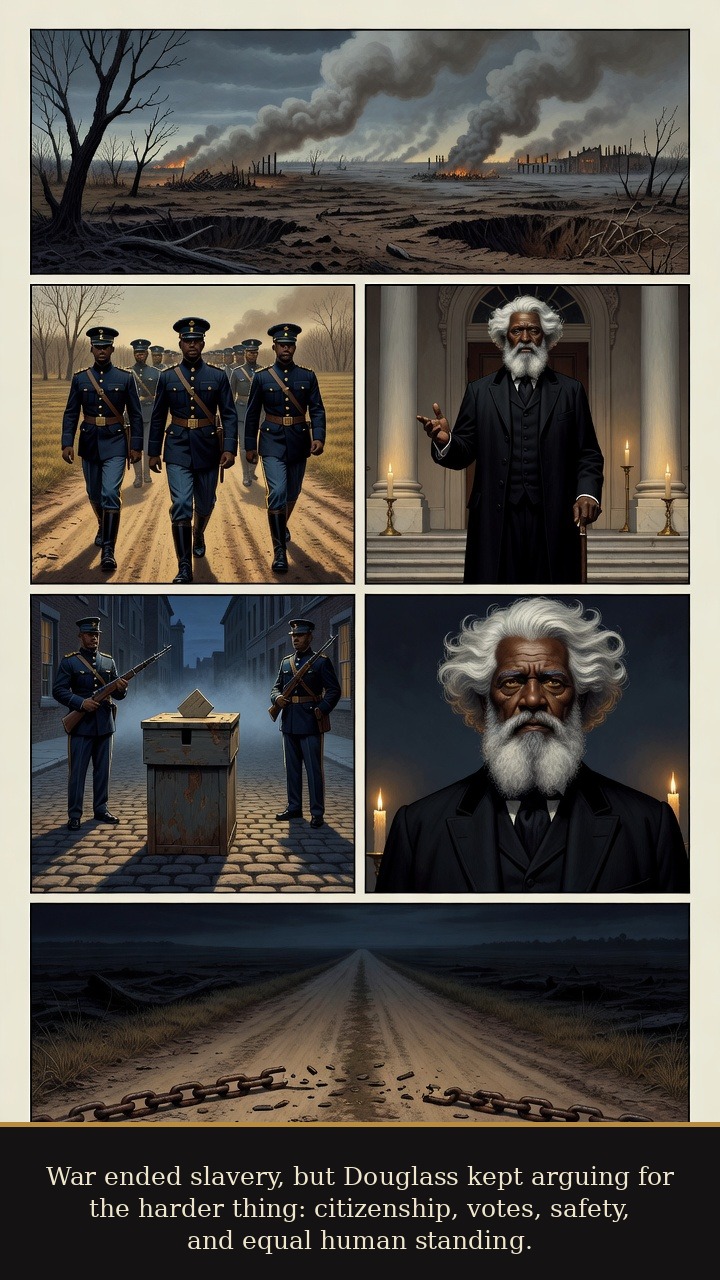 Page 6 of Frederick Douglass: Frederick Douglass: Stolen Thunder - War ended slavery, but Douglass kept arguing for citizenship, votes, safety, and equal human standing.