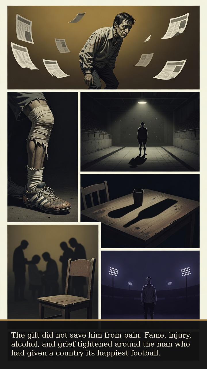 Page 5 of Manoel Francisco dos Santos (Garrincha): Garrincha: Bent-Legged Angel - The comic shifts from applause to injury, alcohol, grief, and the shadows beneath fame.