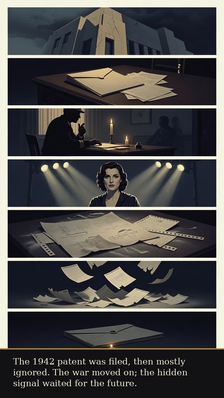 Page 6 of Hedy Lamarr: Hedy Lamarr: Secret Signal - The 1942 patent was filed, then mostly ignored. The war moved on; the hidden signal waited for the future.