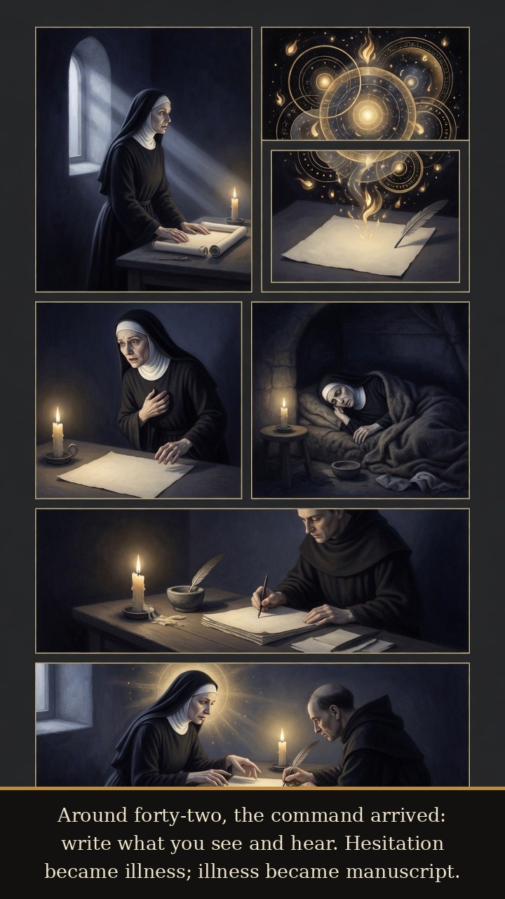 Page 3 of Hildegard of Bingen: Hildegard of Bingen: Living Light - At about forty-two, a command to write turns hesitation and illness into the beginning of Scivias.