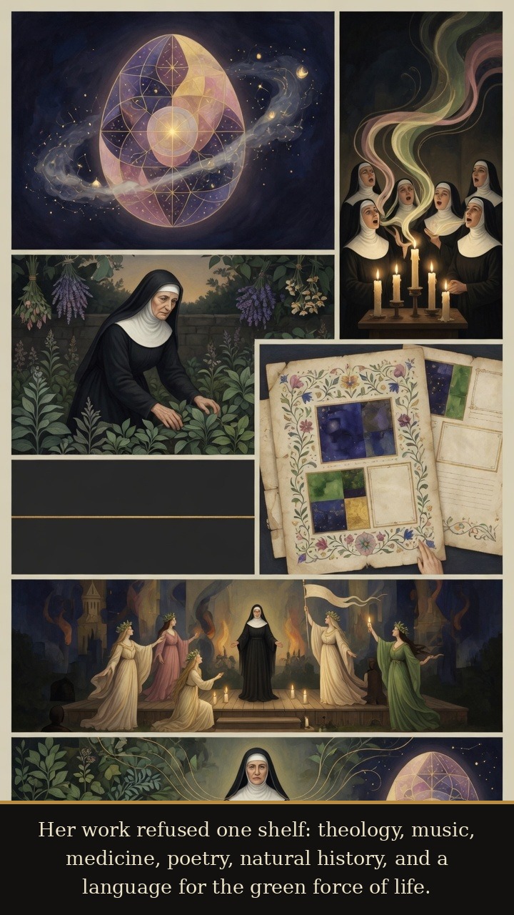 Page 4 of Hildegard of Bingen: Hildegard of Bingen: Living Light - Her visions expand into music, theology, medicine, natural history, poetry, and the idea of viriditas.