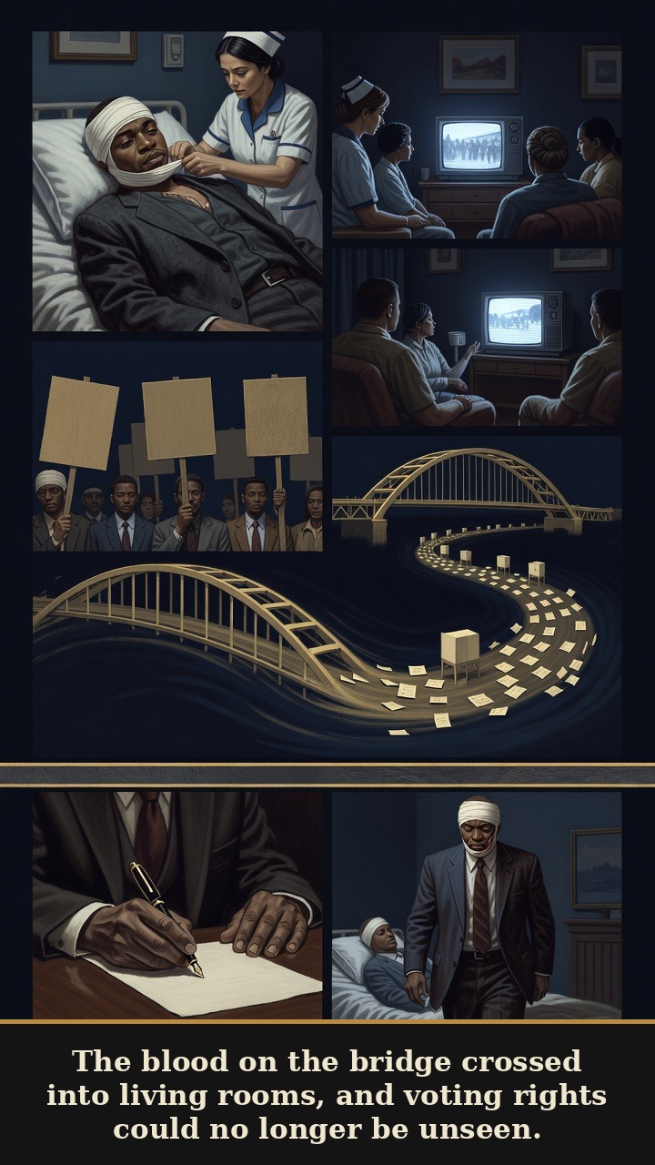 Page 5 of John Lewis: John Lewis: Good Trouble - The bridge wound becomes public witness as television, public outrage, and federal action move toward voting rights.