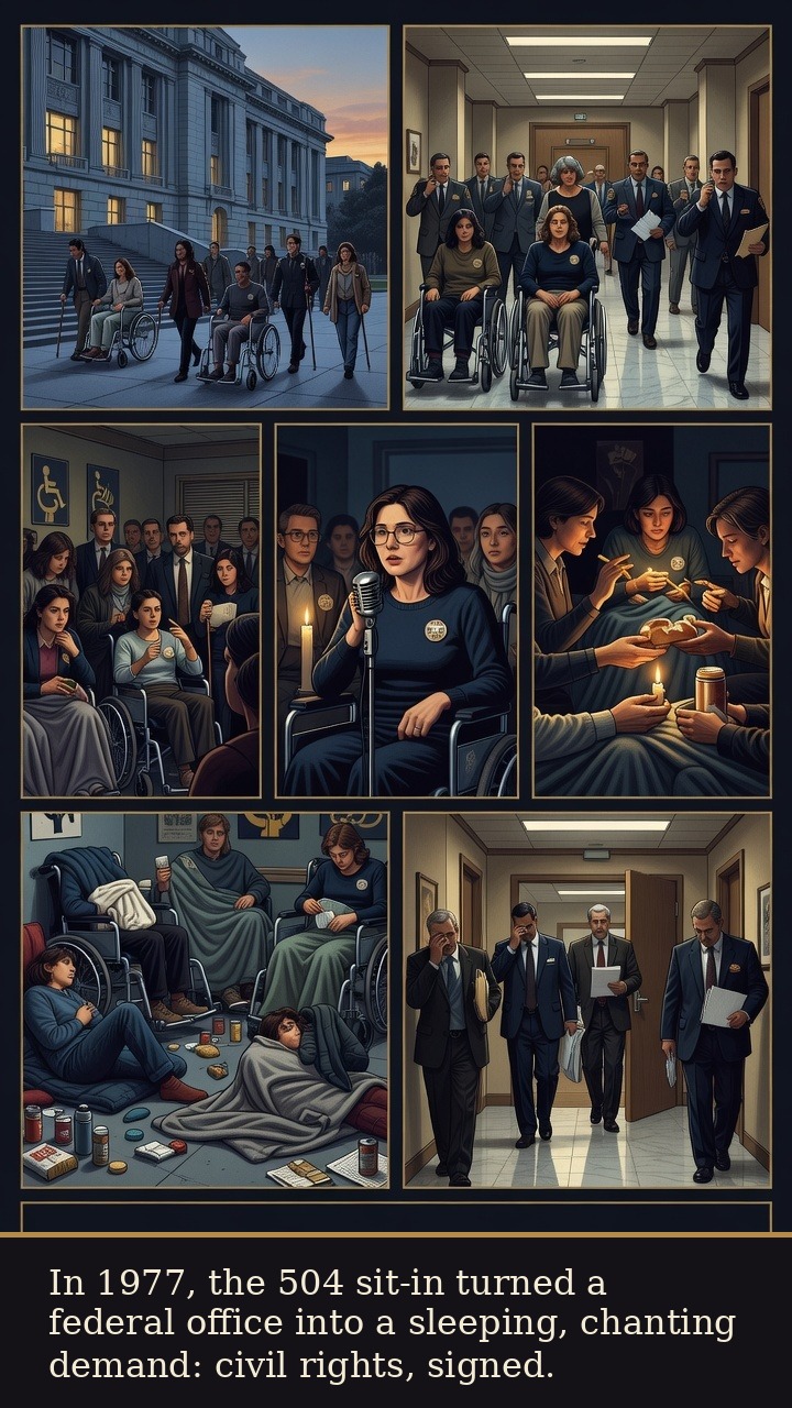 Page 5 of Judith Ellen “Judy” Heumann: Judy Heumann: Sign 504 - The 1977 Section 504 sit-in transforms a federal office into a sustained civil-rights demand.