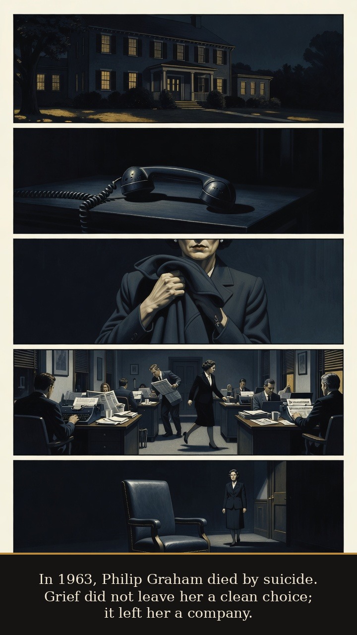 Page 2 of Katharine Meyer Graham: Katharine Graham: Newsroom After the Gun - Philip Graham’s 1963 suicide becomes the mortality hinge that leaves her with grief and a company.