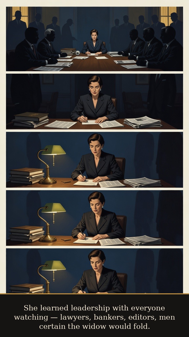 Page 3 of Katharine Meyer Graham: Katharine Graham: Newsroom After the Gun - Katharine learns leadership in public under the skeptical eyes of bankers, lawyers, editors, and male executives.