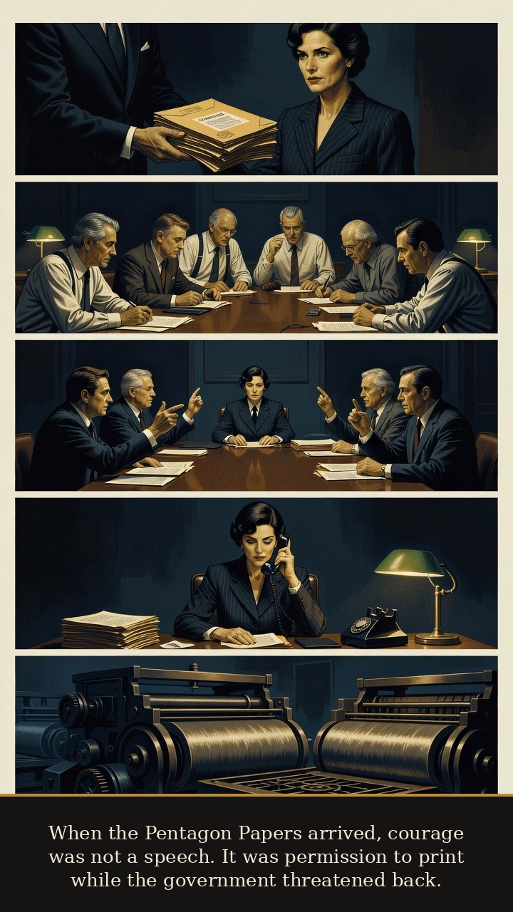 Page 4 of Katharine Meyer Graham: Katharine Graham: Newsroom After the Gun - She backs publication of the Pentagon Papers while government pressure and legal danger close in.