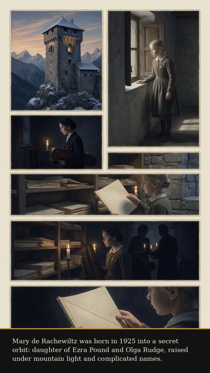Page 1 of Mary de Rachewiltz: Mary de Rachewiltz: Tower of Cantos - Mary de Rachewiltz is introduced as the hidden daughter of Ezra Pound and Olga Rudge, raised in Alpine secrecy.