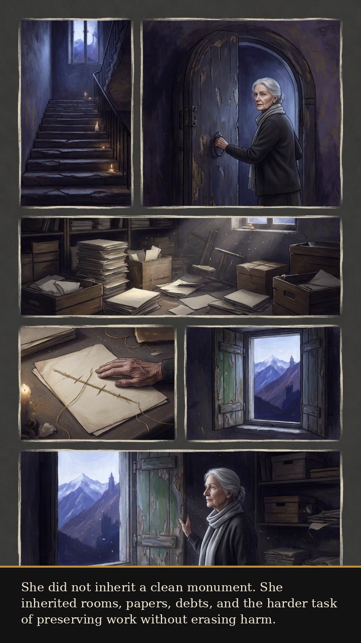 Page 4 of Mary de Rachewiltz: Mary de Rachewiltz: Tower of Cantos - Mary inherits Brunnenburg, archives, papers, and the duty to preserve without absolution.