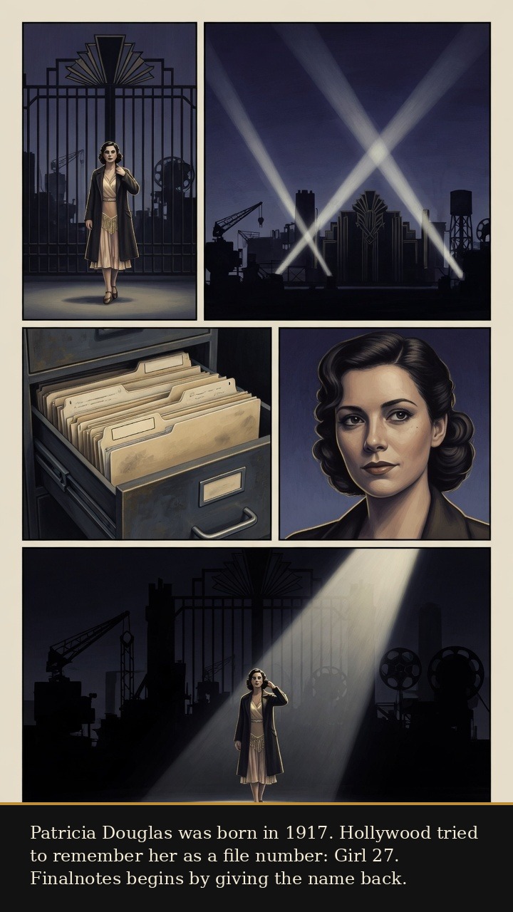 Page 1 of Patricia Dorothy Douglas: Patricia Douglas: Girl 27 - Patricia Douglas is introduced as the young dancer whose name Hollywood tried to reduce to an anonymous file number.