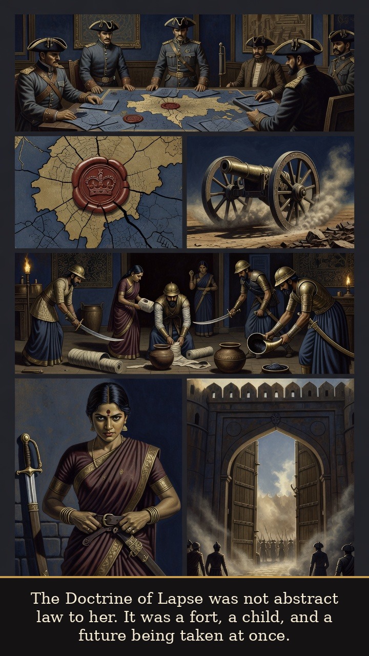 Page 3 of Rani Lakshmibai: Rani Lakshmibai: Jhansi Flame - The Doctrine of Lapse was not abstract law to her. It was a fort, a child, and a future being taken at once.