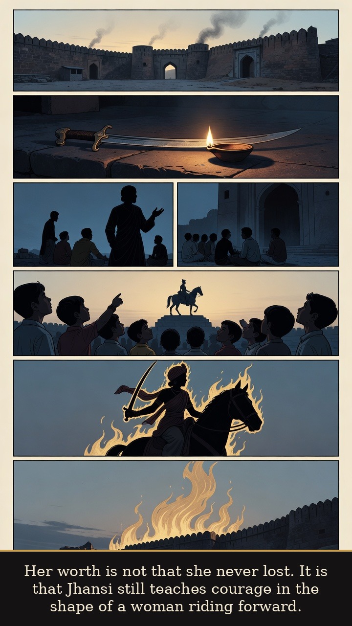 Page 7 of Rani Lakshmibai: Rani Lakshmibai: Jhansi Flame - Her worth is not that she never lost. It is that Jhansi still teaches courage in the shape of a woman riding forward.
