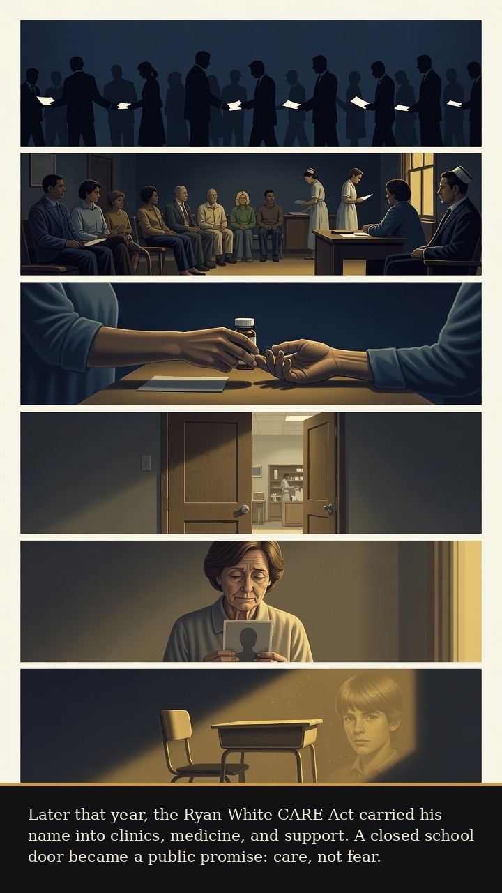 Page 7 of Ryan Wayne White: Ryan White: School Door - The Ryan White CARE Act carries his name into HIV care, support, and public responsibility.