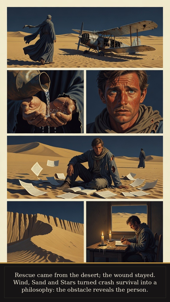 Page 3 of Antoine de Saint-Exupéry: Antoine de Saint-Exupéry: Desert Star - Rescue turns survival into the hard-won philosophy of Wind, Sand and Stars.
