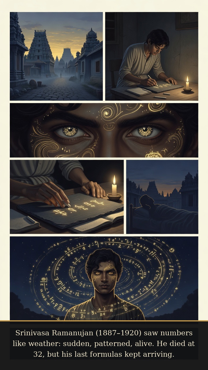 Srinivasa Ramanujan obituary comic cover