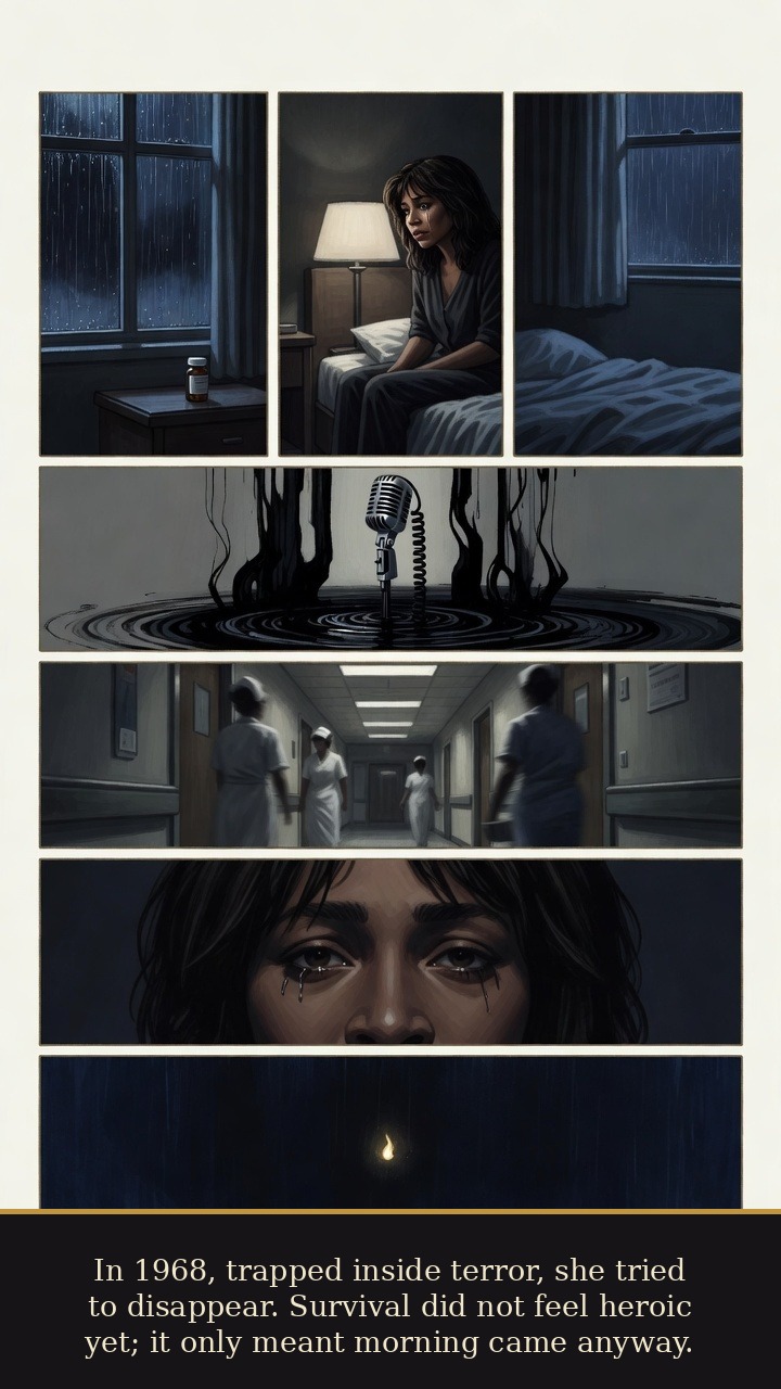 Page 3 of Tina Turner: Tina Turner: Private Dancer - In 1968, Turner’s suicide attempt marks the mortality hinge: survival arrives first as morning, not victory.