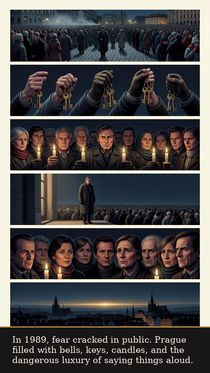 Page 4 of Václav Havel: Václav Havel: Cell to Castle - The Velvet Revolution fills Prague with keys, candles, and speech returned to public life.