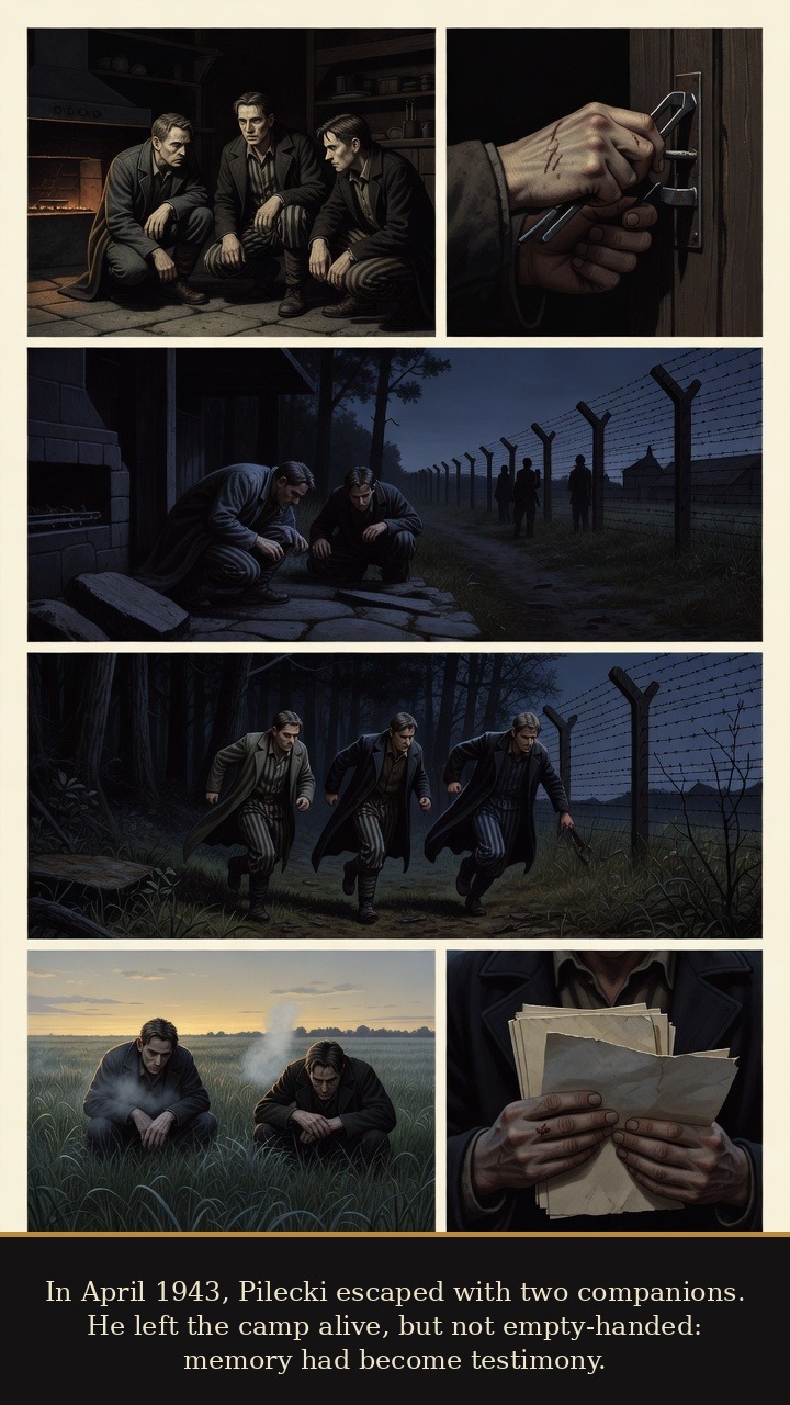 Page 5 of Witold Pilecki: Witold Pilecki: The Auschwitz Report - In April 1943, Pilecki escaped with two companions, leaving alive but not empty-handed: memory had become testimony.